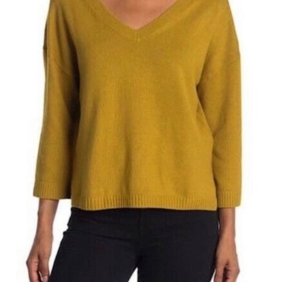 Madewell Double V Neck Pullover Dolman Wide Sleeve Sweater Egyptian Gold XS - Picture 1 of 7